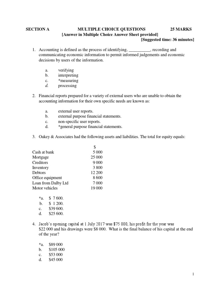 Accounting Multiple Choice Questions | PDF | Debits And Credits | Going ...