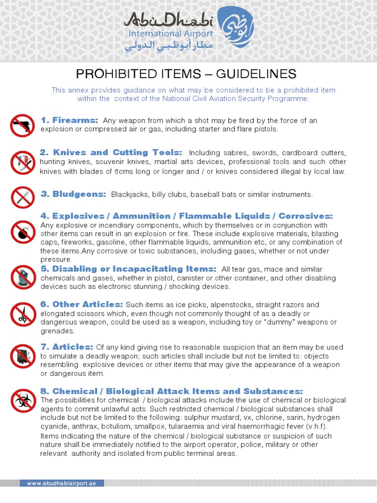 Prohibited Items - Guidelines: 1. Firearms | PDF | Biological Warfare ...