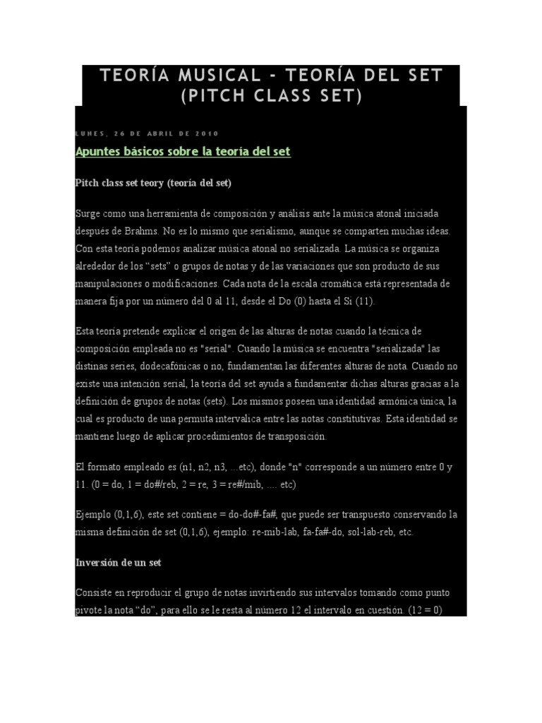 Teoría del Set en Música Atonal | PDF | Intervalo (música) | Sonido