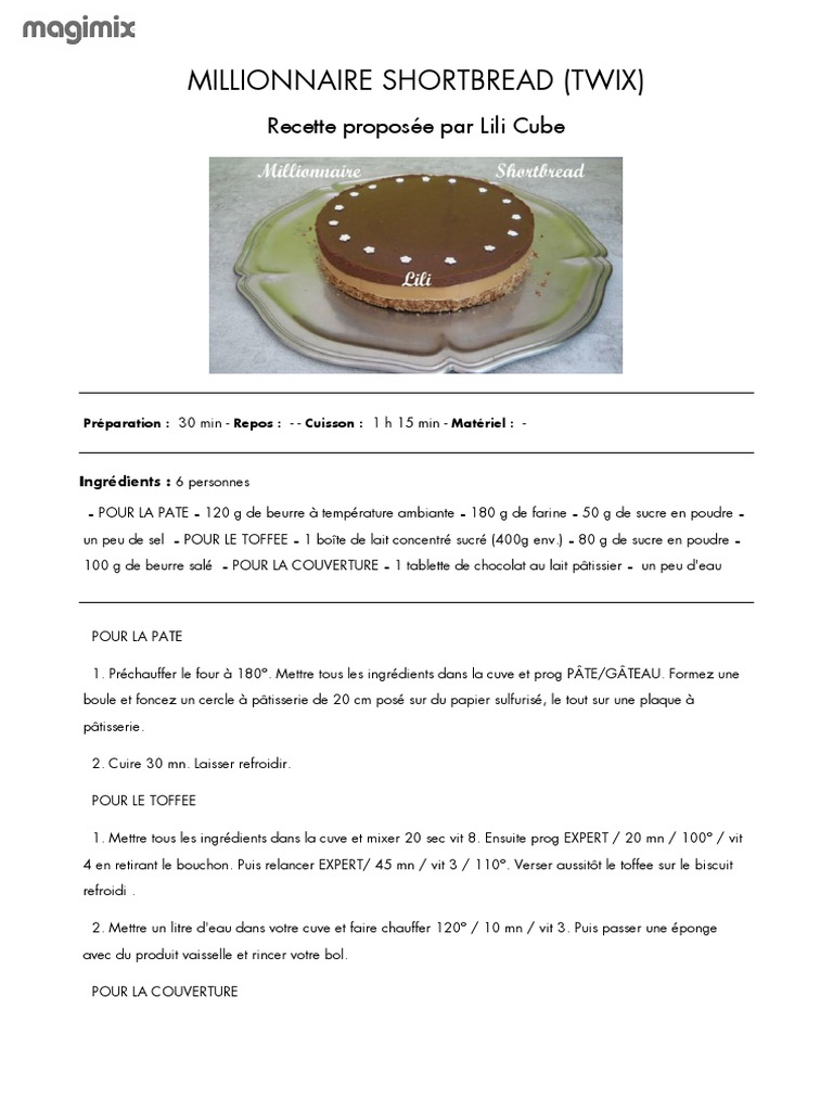 Magimix Millionnaire Shortbread Twix Pdf