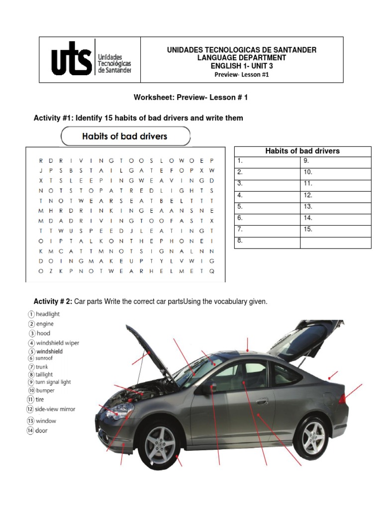 Bad Driving Habits and English Exercises | PDF
