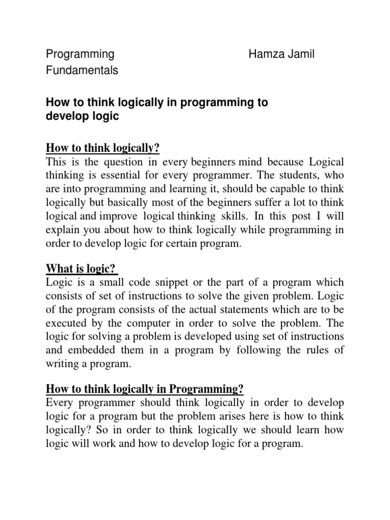 How To Think Logically | Download Free PDF | Computer Programming ...