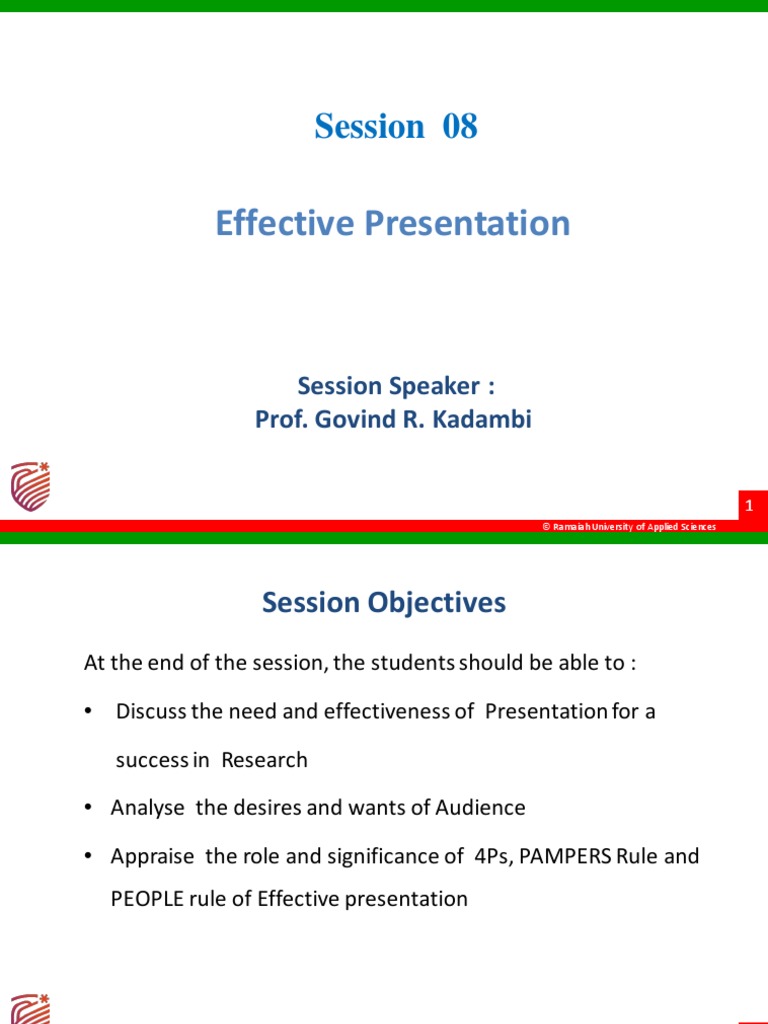 Session 08: Effective Presentation | PDF | Body Language | Attention