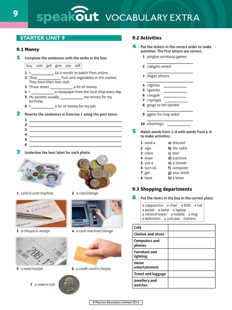 Speakout Vocabulary Extra Starter Unit 9 PDF | PDF | Crossword | Leisure