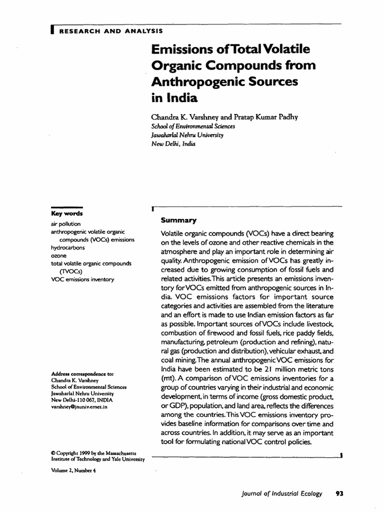Emissions of Total Volatile Organic Compounds From Anthropogenic ...