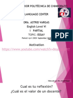 Escuela Superior Politécnica de Chimborazo Language Center Dra. Astrid Vargas English Level VI I Partial: Essay