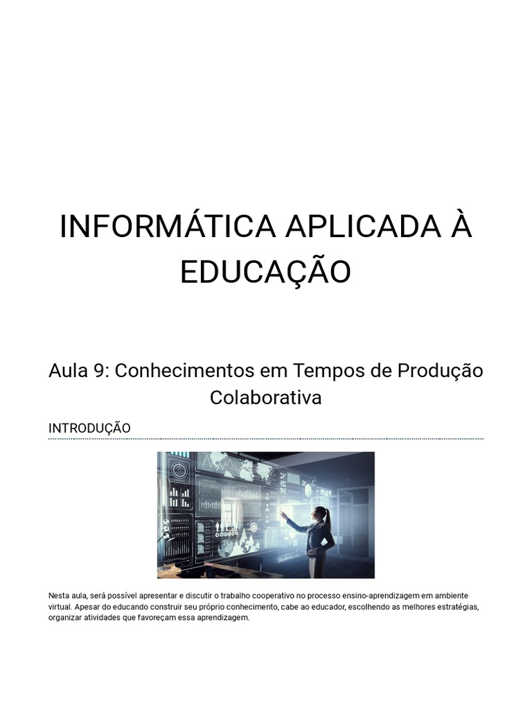 Aula 09 Informatica Pdf Educação à Distância Rede Mundial De