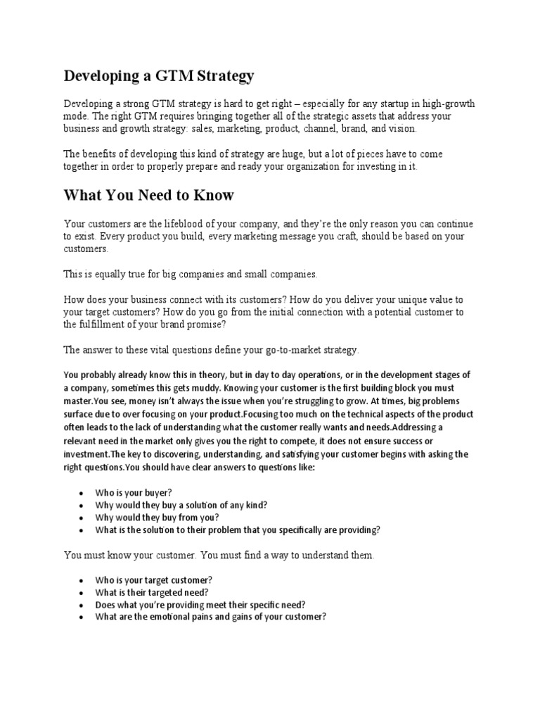 Crafting a Winning GTM Strategy | PDF | Career & Growth | Business