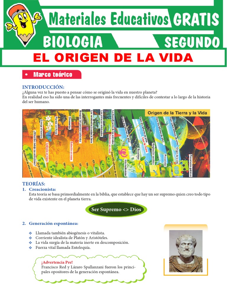 El Origen de La Vida para Segundo Grado de Secundaria PDF | PDF ...
