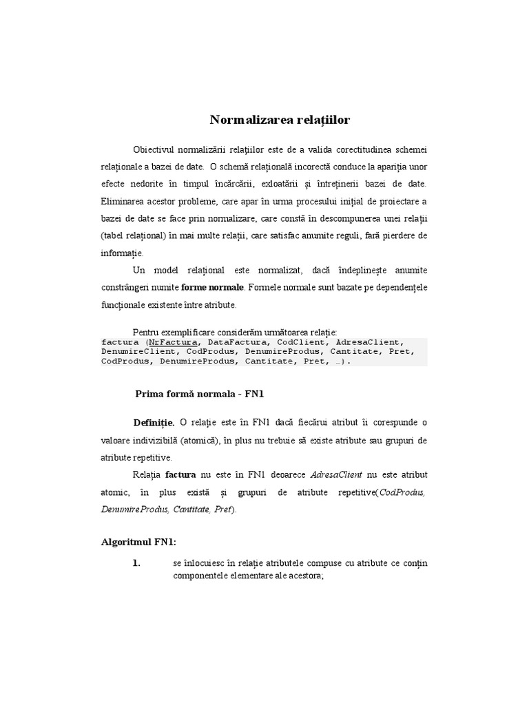 3 Normalizarea Tabelelor | PDF