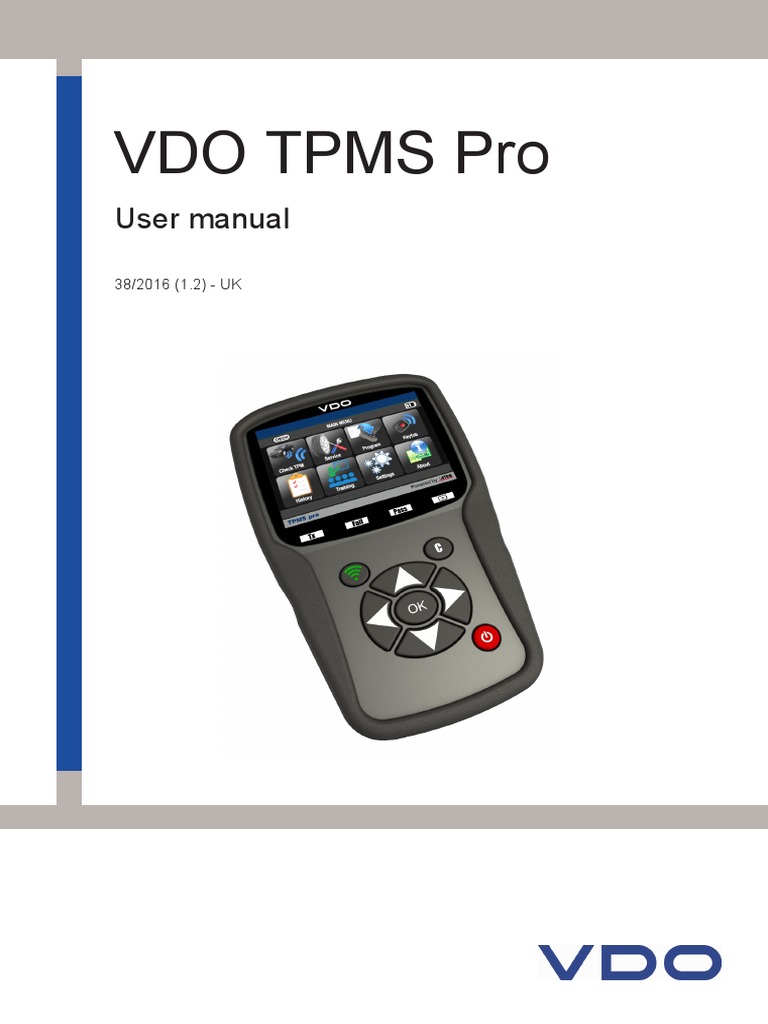 Vdo Tpms Pro User Manual PDF Manufactured Goods Vehicles