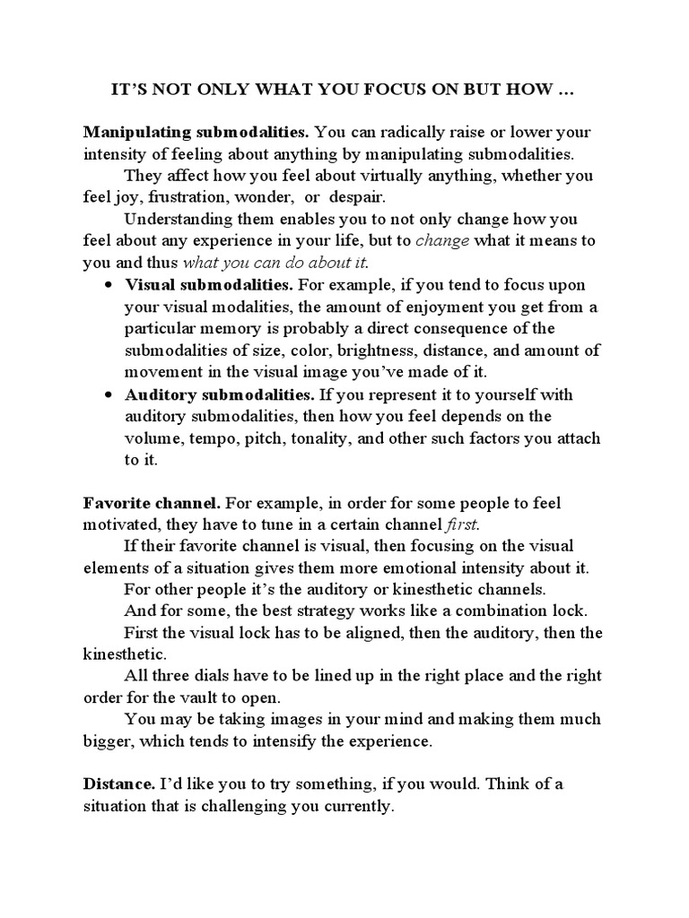 Submodalities | PDF | Memory | Sound