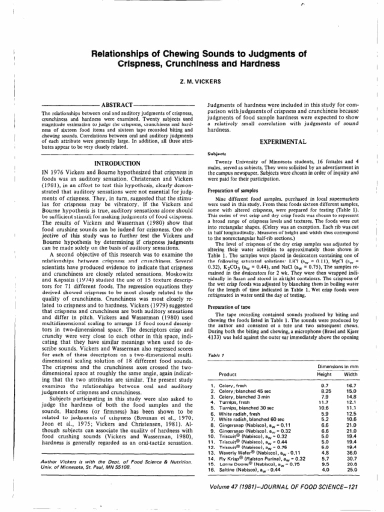 Relationships of Chewing Sounds To Judgments of Crispness, Crunchiness
