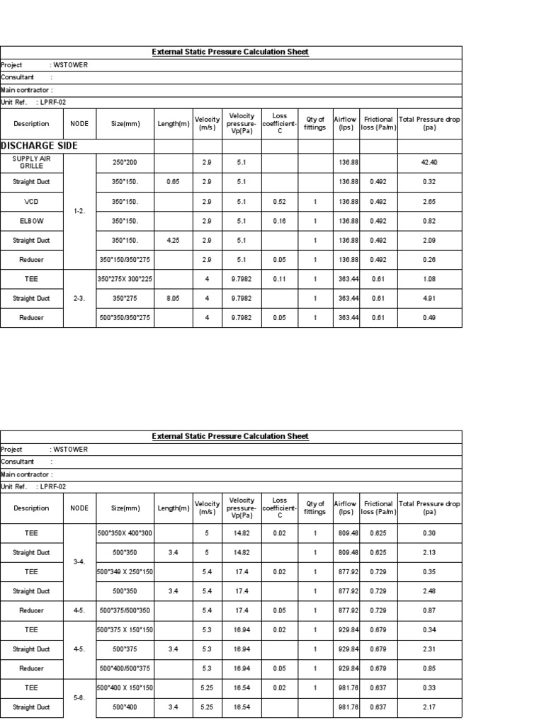 Vdocuments MX Spreadsheet Esp Calculation Fans PDF Duct (Flow