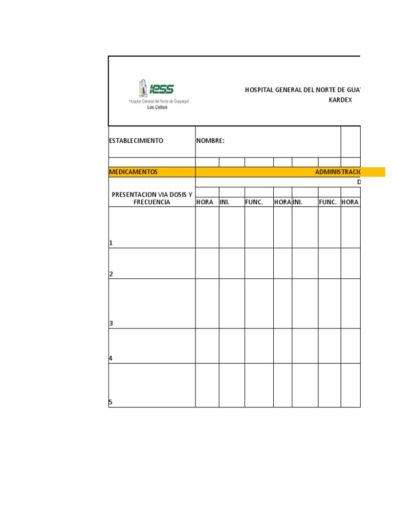 Formato de Kardex Hospitalario IESS | PDF