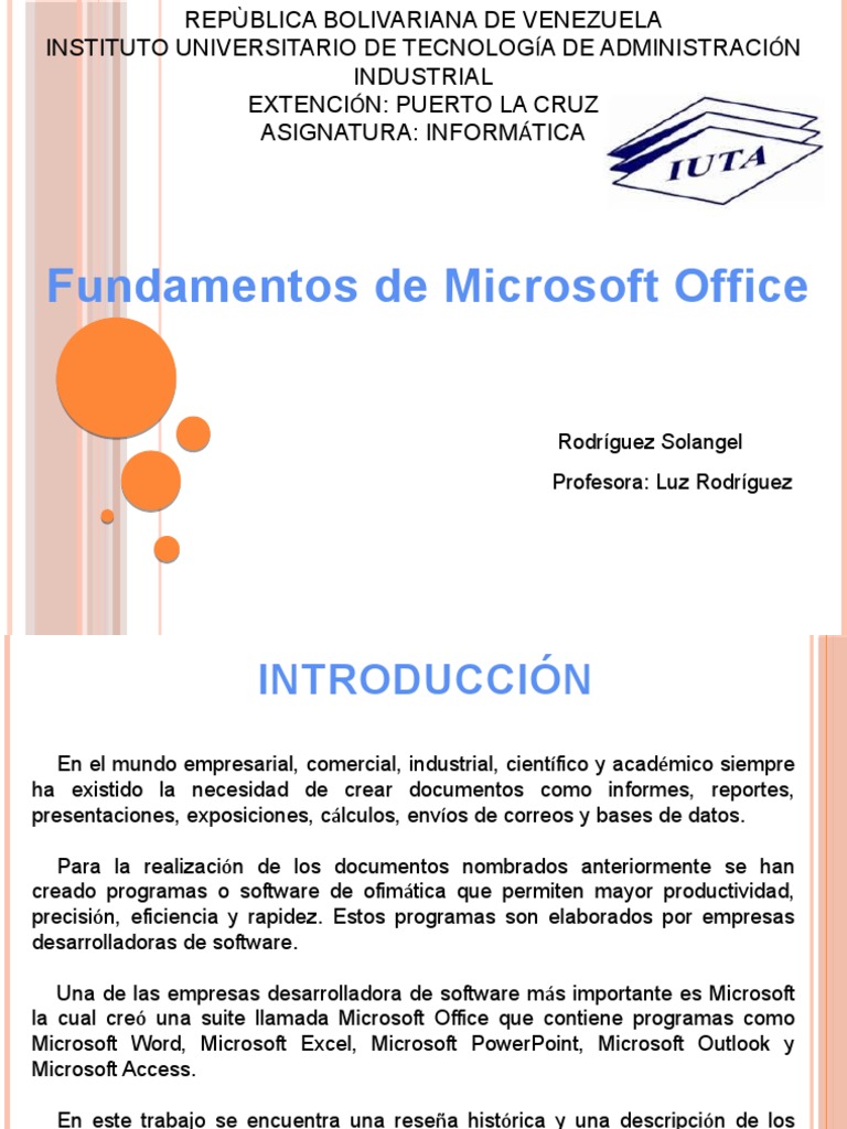 Fundamentos de Microsoft Office | PDF | Microsoft Office | Software de ...