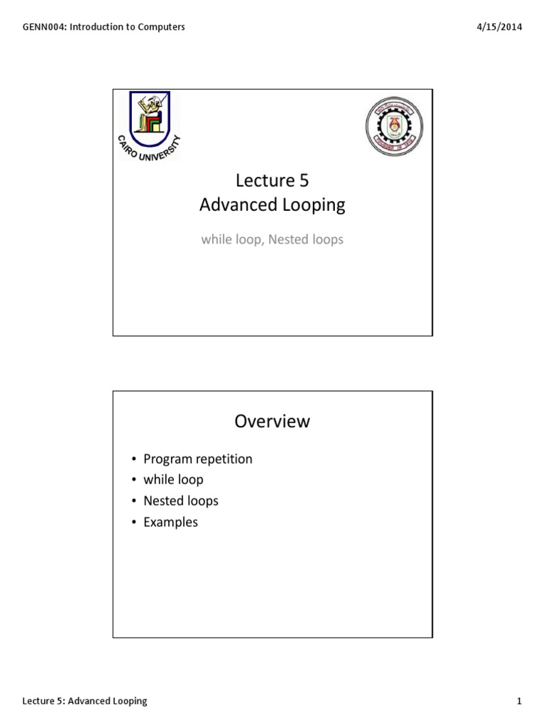 Advanced Looping: While Loop, Nested Loops | PDF | Control Flow ...