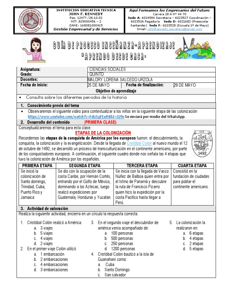 Quintoo Sociales Semana 4 PDF | PDF | Américas | Cristobal colon