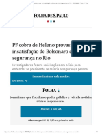 PF cobra de Heleno provas de insatisfação de Bolsonaro com segurança no Rio - 25_05_2020 - Poder - Folha