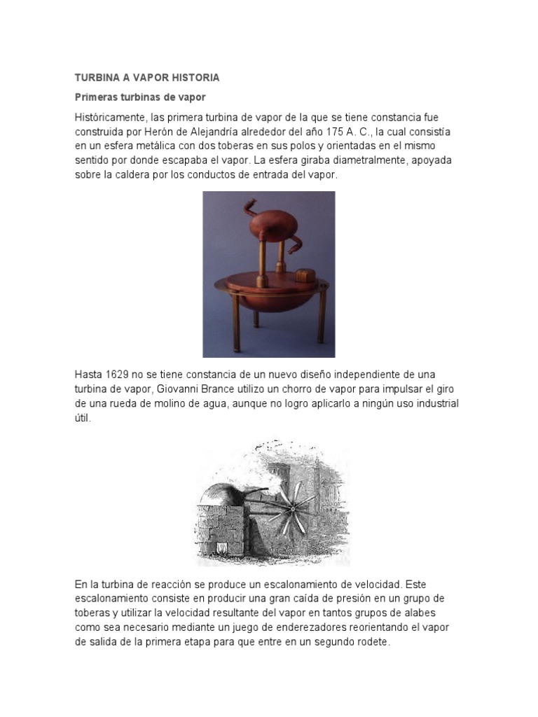 Historia de la turbina de vapor | PDF | Vapor | Turbina