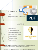 Learning In: Organizational Behaviour