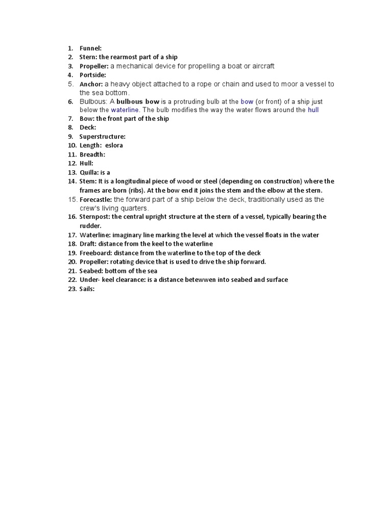 Ship Terminology and Definitions Guide | PDF | Social Science