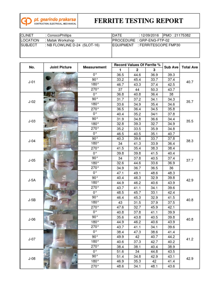 Ferrite Testing Report for ConocoPhillips | PDF | Nature
