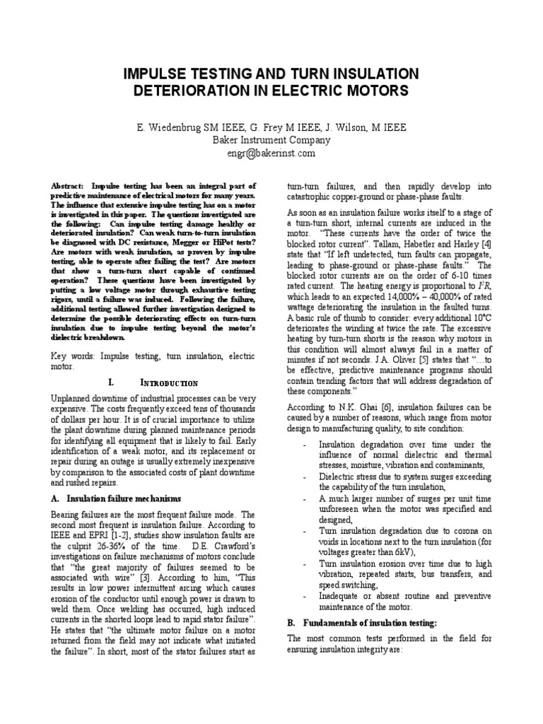 Final Version Impulse Testing And Insulation Deterioration In