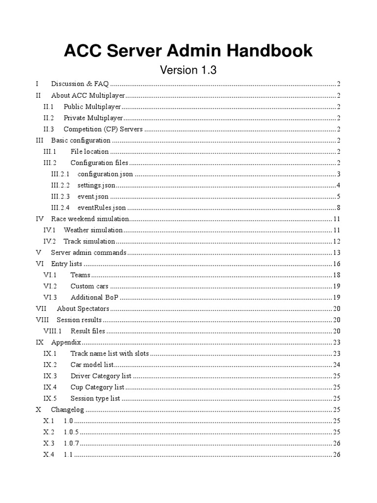 ACC Server Admin Handbook | PDF | Rain | Weather
