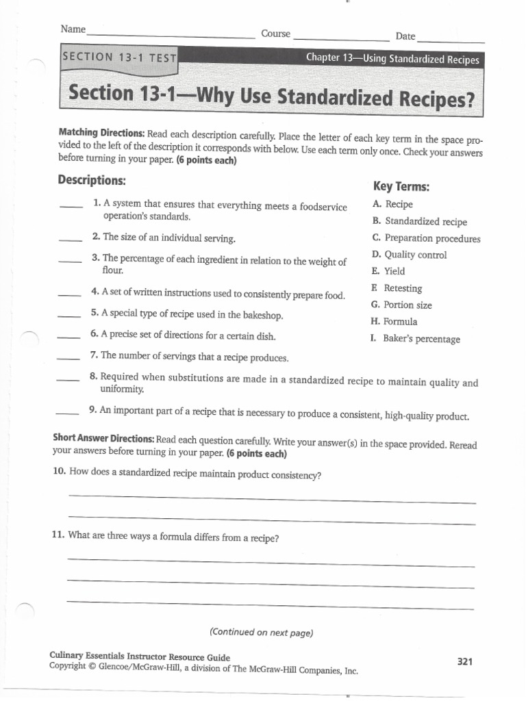 Chapter 13 Using Standardized Recipes
