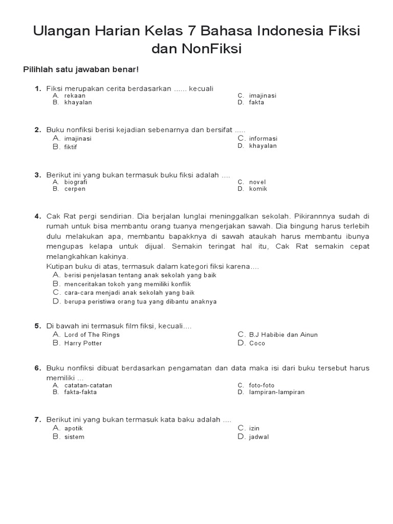 Ulangan Fiksi Dan Nonfiksi