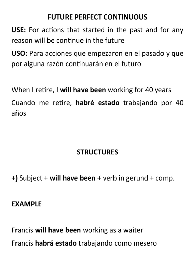 Future Perfect Continuous Tense Guide | PDF | Language Arts & Discipline