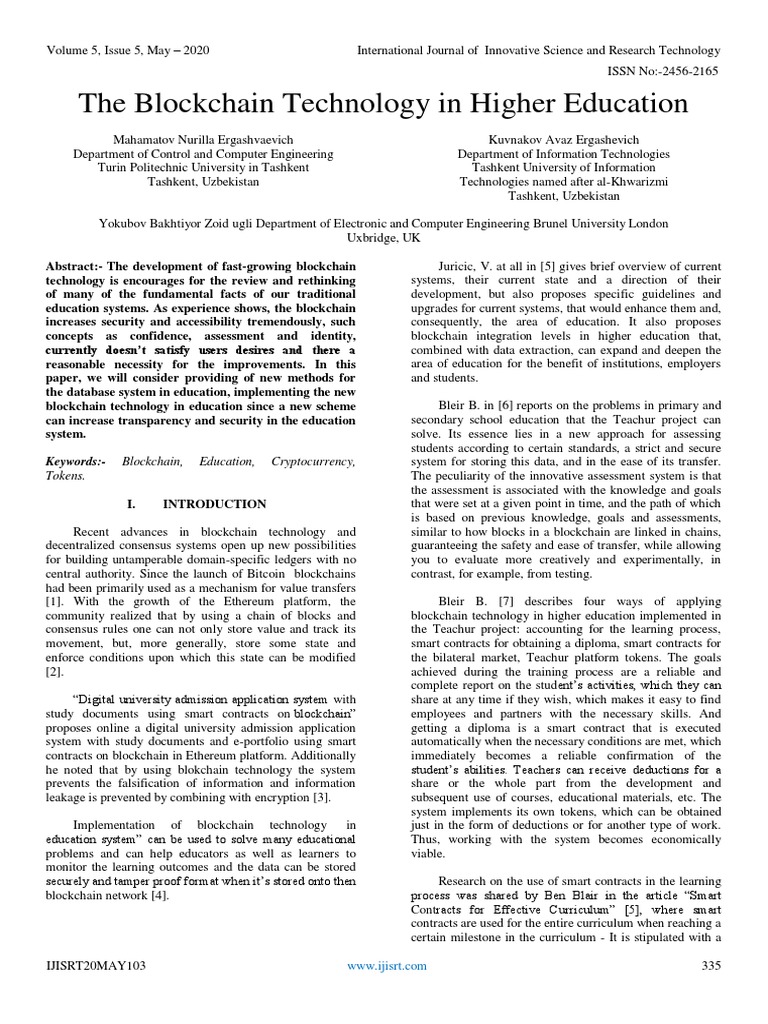 The Blockchain Technology in Higher Education | PDF | Cryptocurrency ...