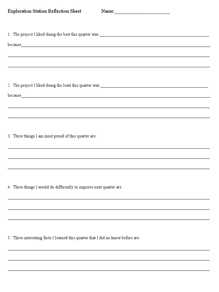 2 Exploration Station Reflection Sheet | PDF