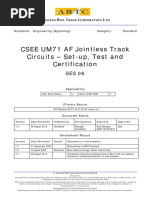 CSEE UM71 AF Jointless Track Circuits - Set-Up, Test and Certification