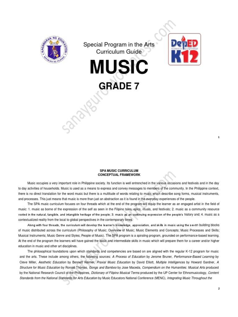Grade 7 SPA Music Curriculum Guide | PDF | Tempo | Narrative