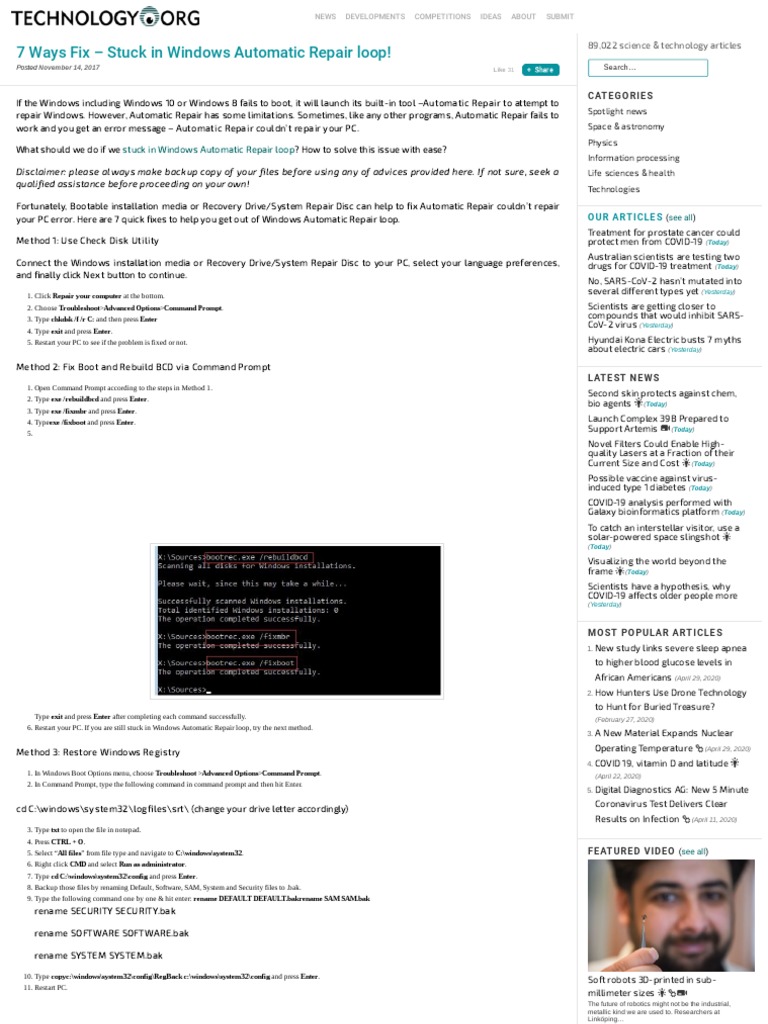 windows 7 stuck in startup repair loop