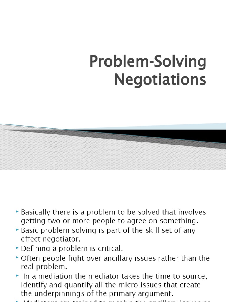 Problem Solving Negotiations | PDF | Negotiation | Psychological Concepts