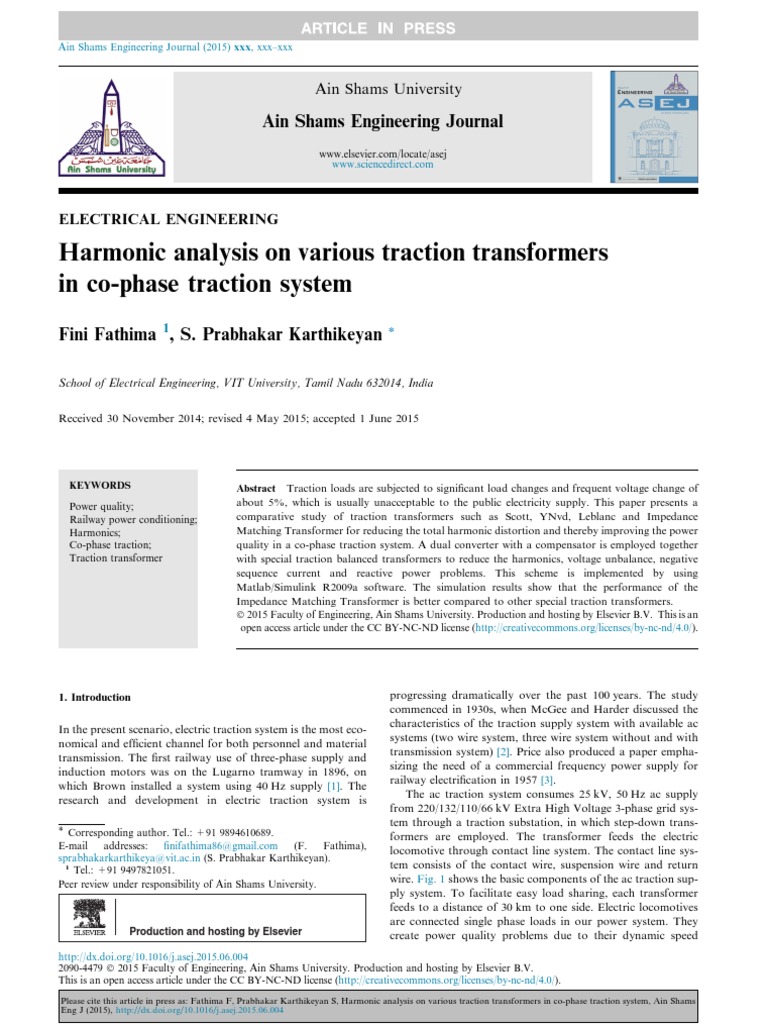 Harmonic Analysis of Traction Transformers | PDF | Transformer ...
