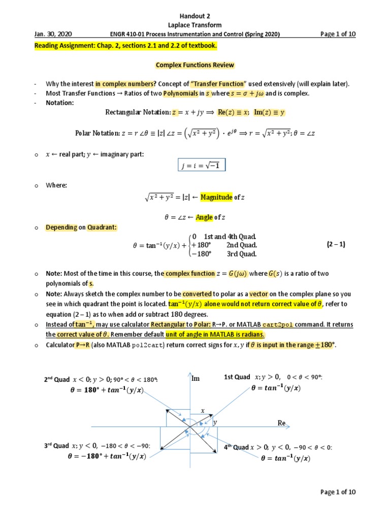 2020-01-30 ENGR 410-01 Handout 2 (Laplace) PDF | PDF | Laplace ...