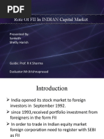 Role of FII in INDIAN Capital Market: Presented By: Sanketh Shetty Harish