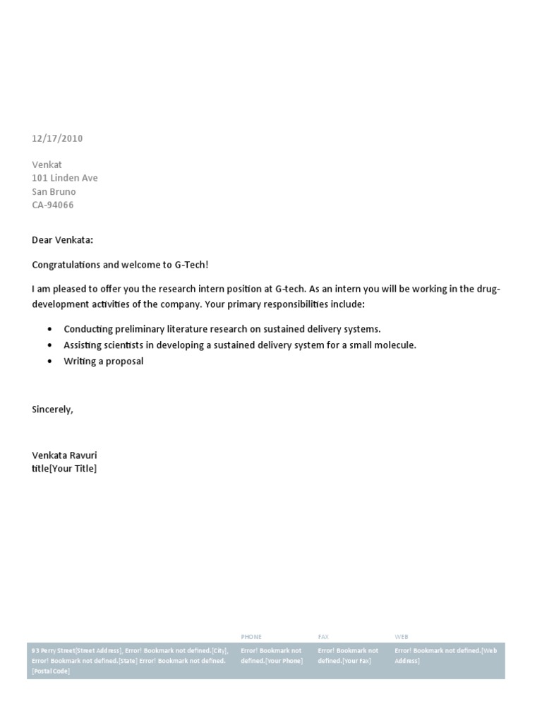G-Tech Research Intern Offer Letter | PDF | Career & Growth