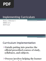 Implementing Curriculum: Botor, Catherine C. BEED 3A-1 EDUC226