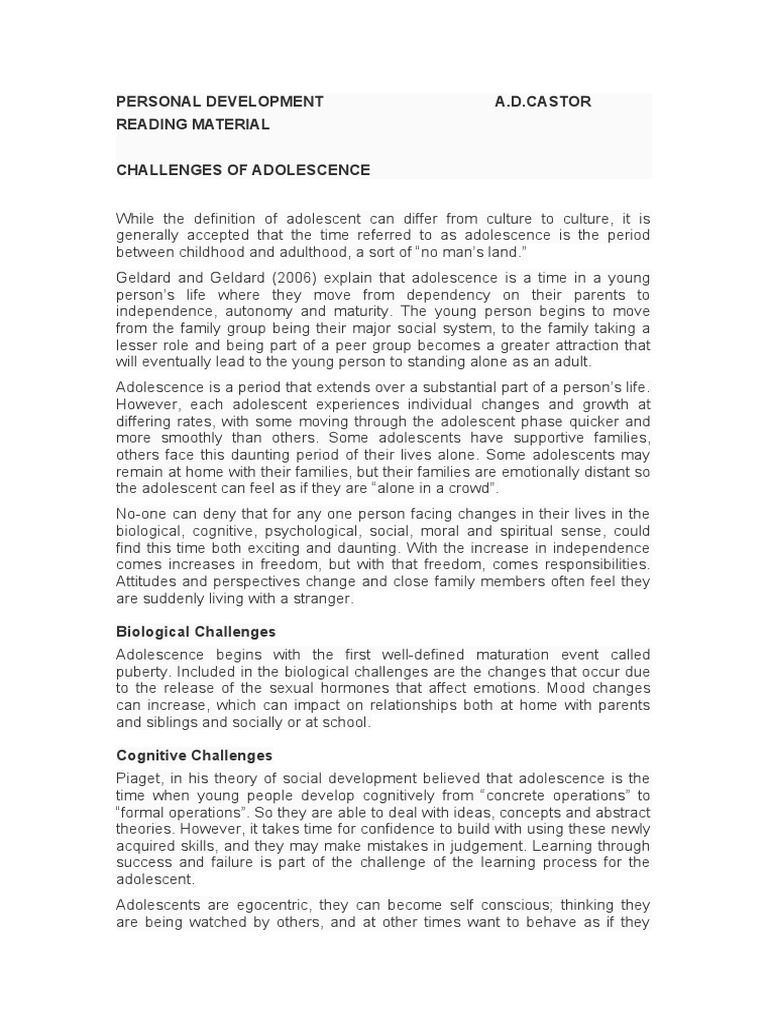 Navigating Adolescent Development Challenges | PDF | Adolescence ...