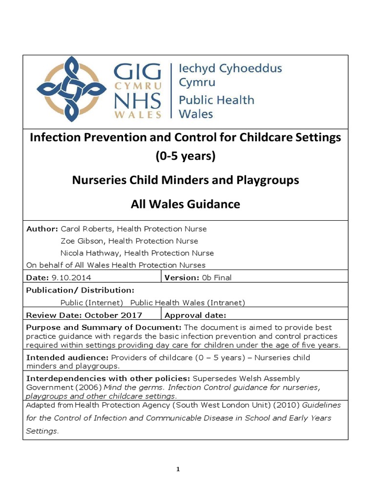 Infection Prevention and Control For Childcare Settings 2014 | PDF ...