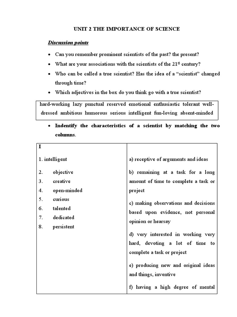 Importance of Science and Scientist Traits | PDF | Motivation ...