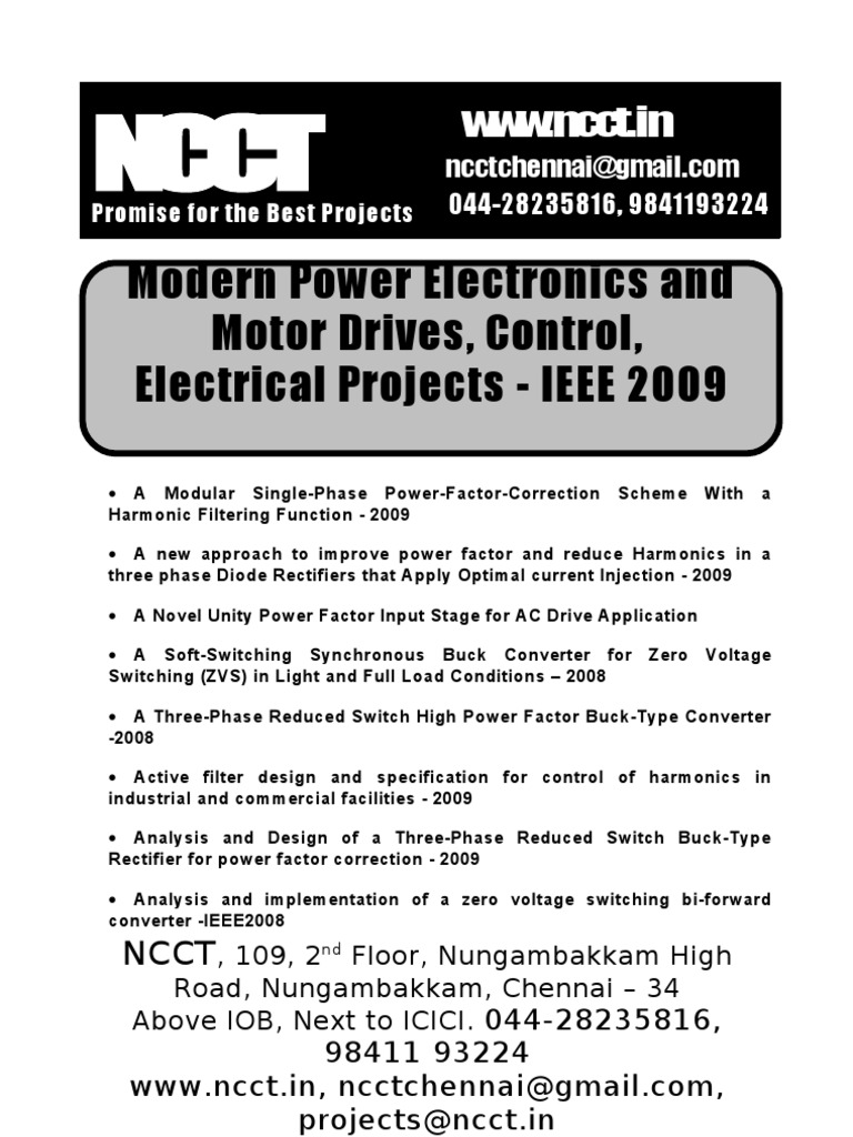 Modern Power Electronics and Motor Drives, Control, Electrical Projects