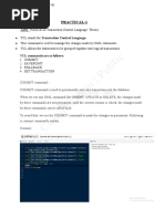 Practical-1: AIM: Practical On Transaction Control Language. Theory