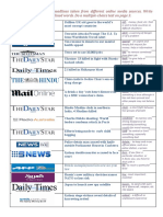 News headlines worksheet with vocabulary test