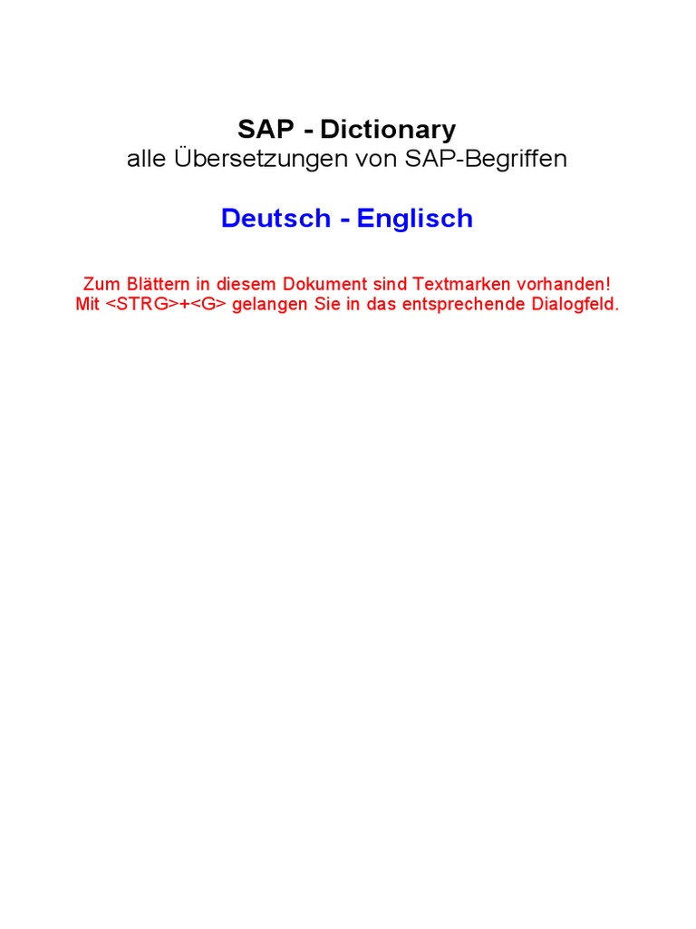 SAP Dictionary German English